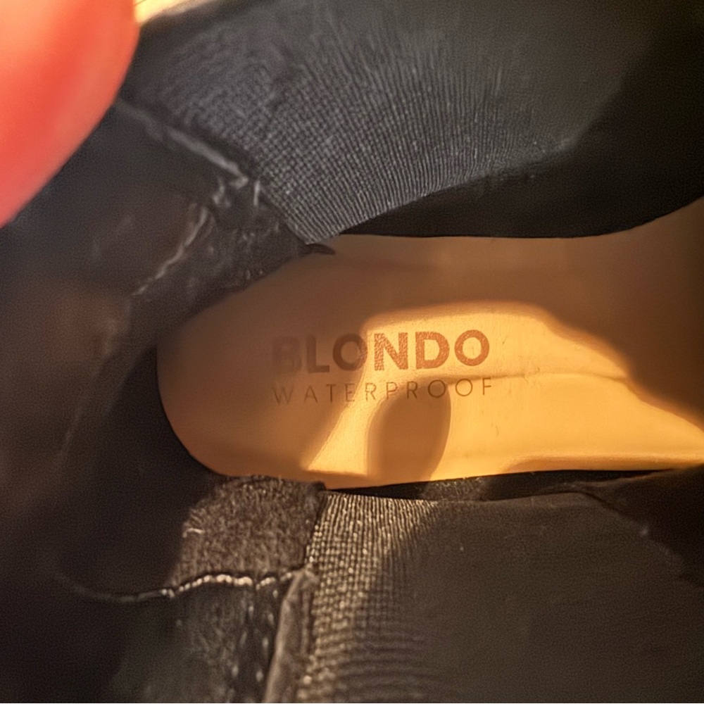 Waterproof Blondo Black Suede Ankle Booties with Tan Sole - Picture 4 of 12